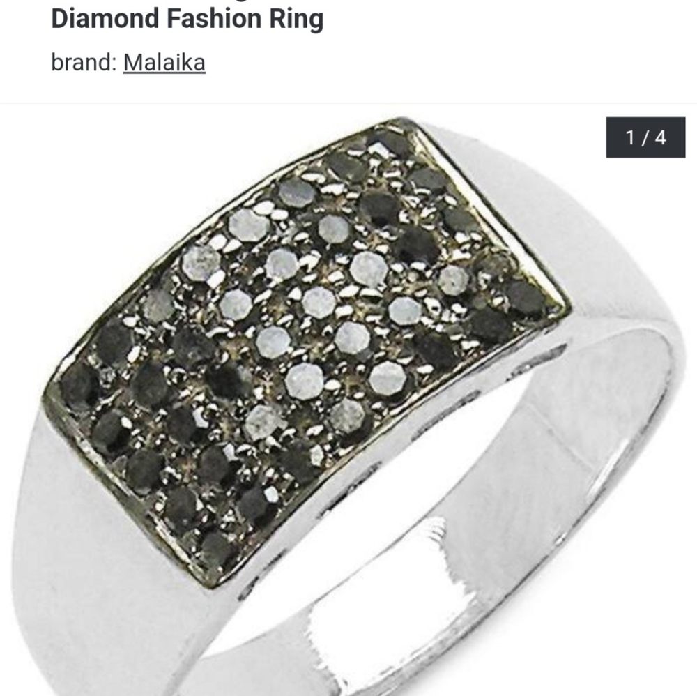 Malaika size 8 Sterling Silver 1/2 carat TDW Black Diamond Ring